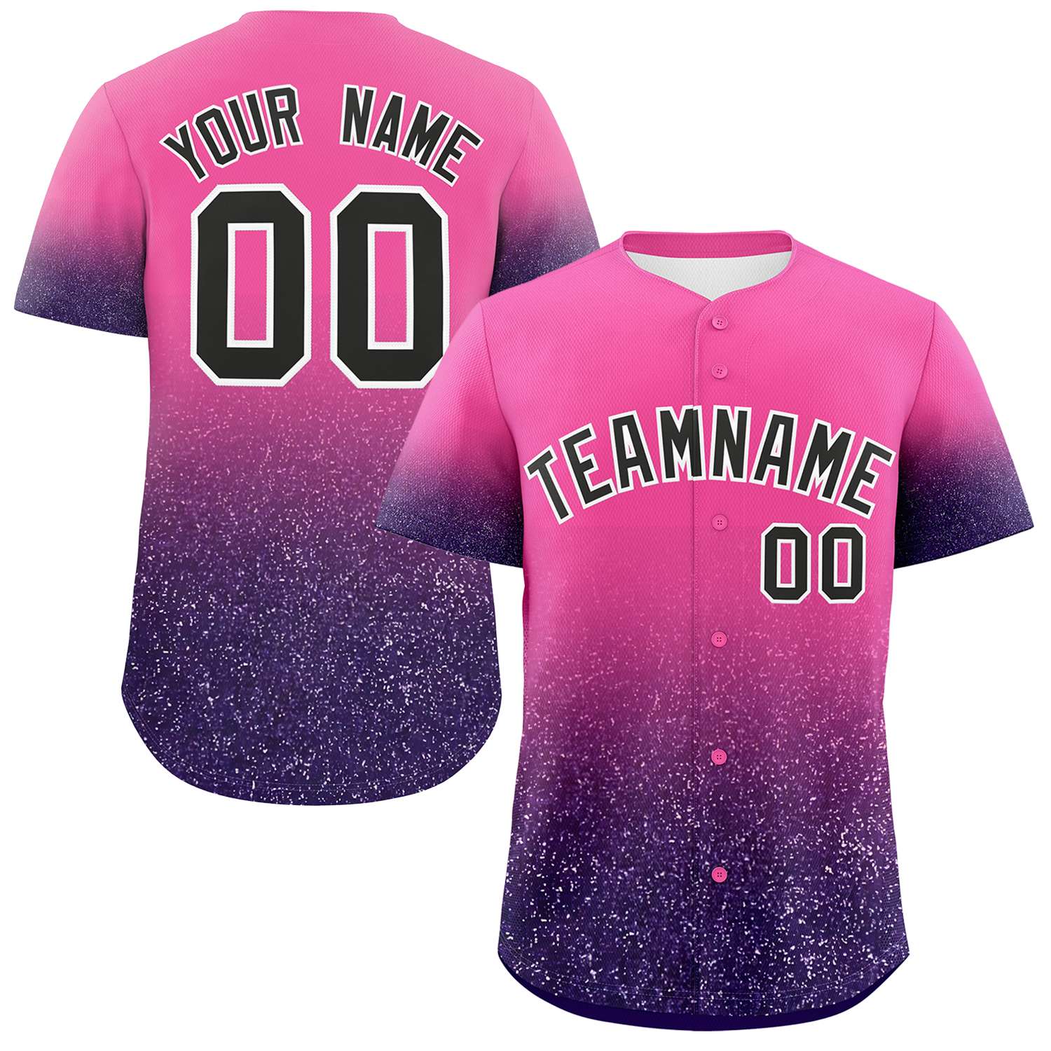 Custom Pink Black Sequins Pattern Gradient Fashion Authentic Baseball Jersey