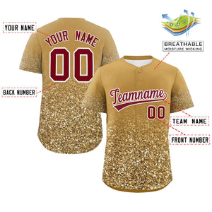 Custom Old Gold Crimson Sequins Pattern Gradient Fashion Authentic Baseball Jersey