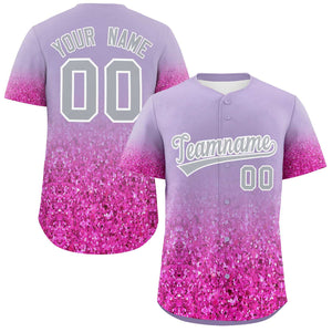 Custom Light Purple Gray Sequins Pattern Gradient Fashion Authentic Baseball Jersey