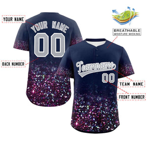 Custom Navy Gray Sequins Pattern Gradient Fashion Authentic Baseball Jersey