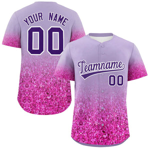 Custom Light Purple Purple Sequins Pattern Gradient Fashion Authentic Baseball Jersey