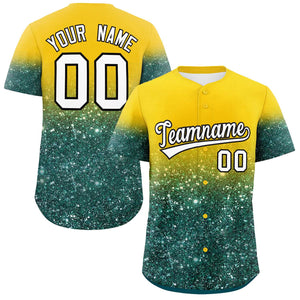 Custom Gold White Sequins Pattern Gradient Fashion Authentic Baseball Jersey