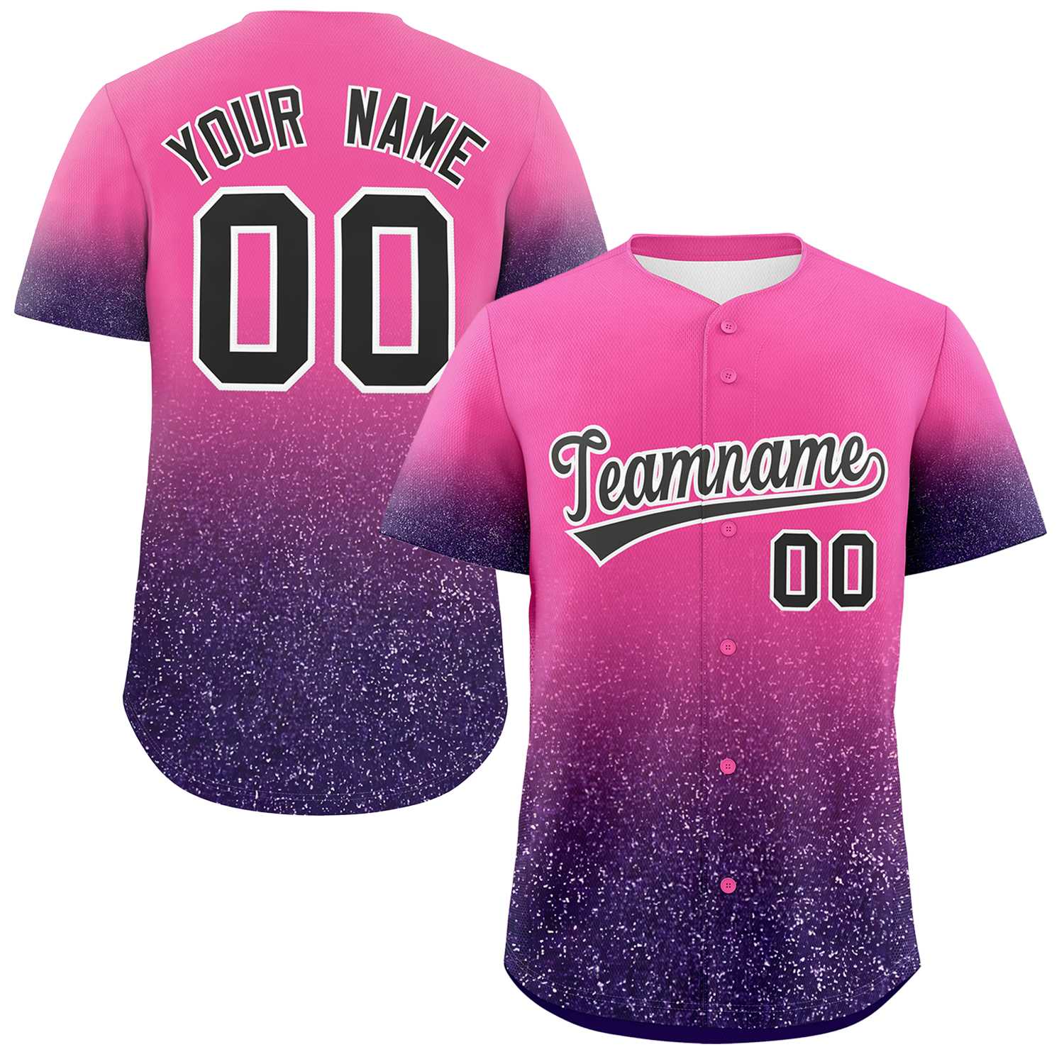 Custom Pink Black Sequins Pattern Gradient Fashion Authentic Baseball Jersey