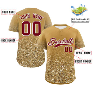 Custom Old Gold Crimson Sequins Pattern Gradient Fashion Authentic Baseball Jersey