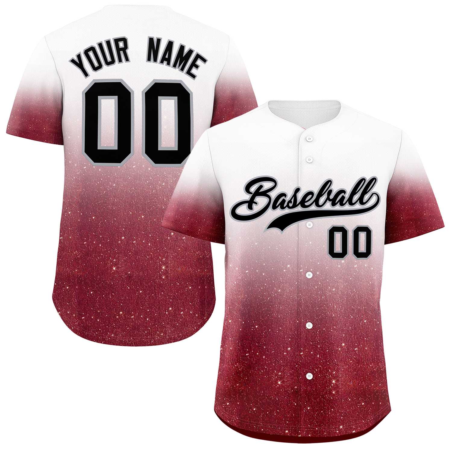 Custom White Black Sequins Pattern Gradient Fashion Authentic Baseball Jersey