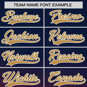 Custom Navy Old Gold Sequins Pattern Gradient Fashion Authentic Baseball Jersey