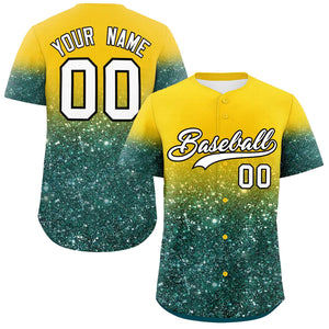 Custom Gold White Sequins Pattern Gradient Fashion Authentic Baseball Jersey