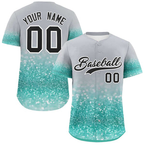 Custom Gray Black Sequins Pattern Gradient Fashion Authentic Baseball Jersey