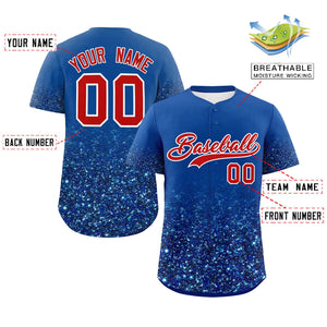 Custom Royal Red Sequins Pattern Gradient Fashion Authentic Baseball Jersey