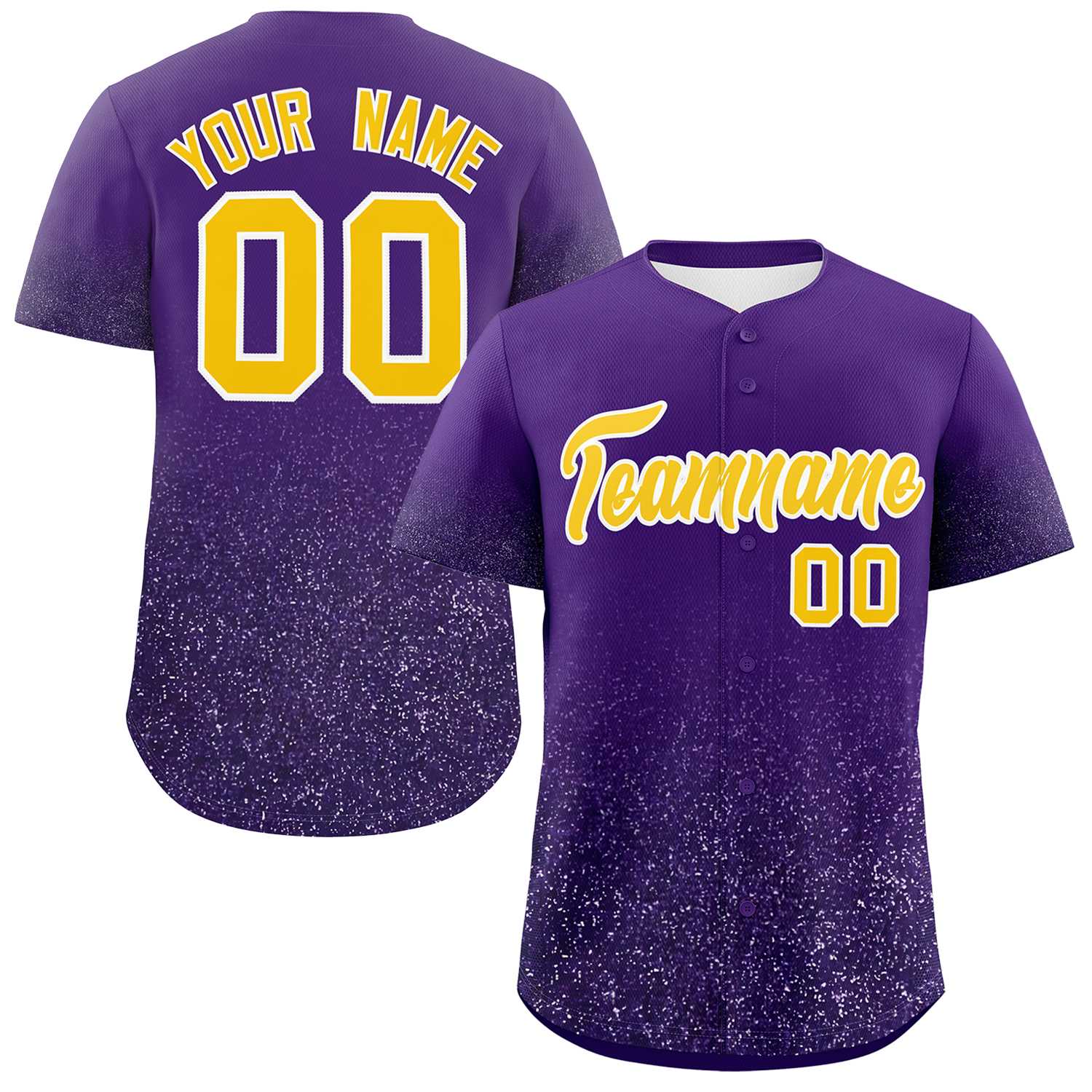 Custom Purple Gold Sequins Pattern Gradient Fashion Authentic Baseball Jersey