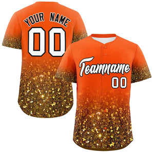 Custom Orange White Sequins Pattern Gradient Fashion Authentic Baseball Jersey