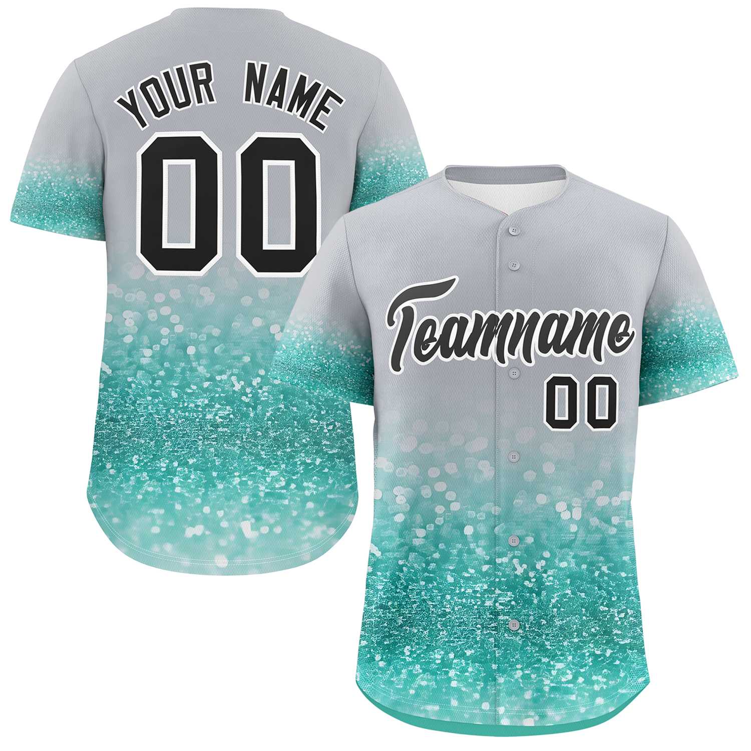 Custom Gray Black Sequins Pattern Gradient Fashion Authentic Baseball Jersey