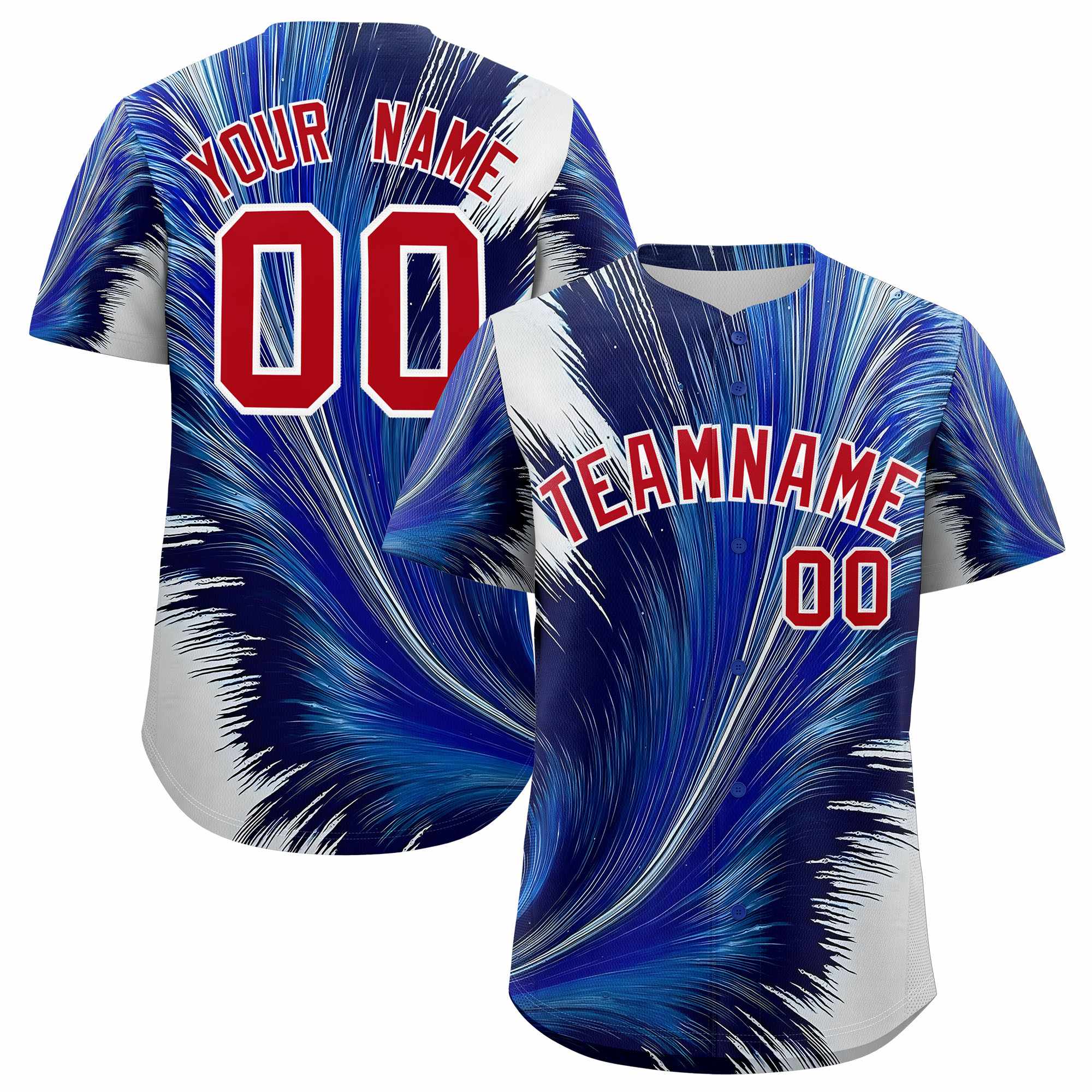 Custom Red White Fluid Feather Graffiti Pattern Authentic Baseball Jersey