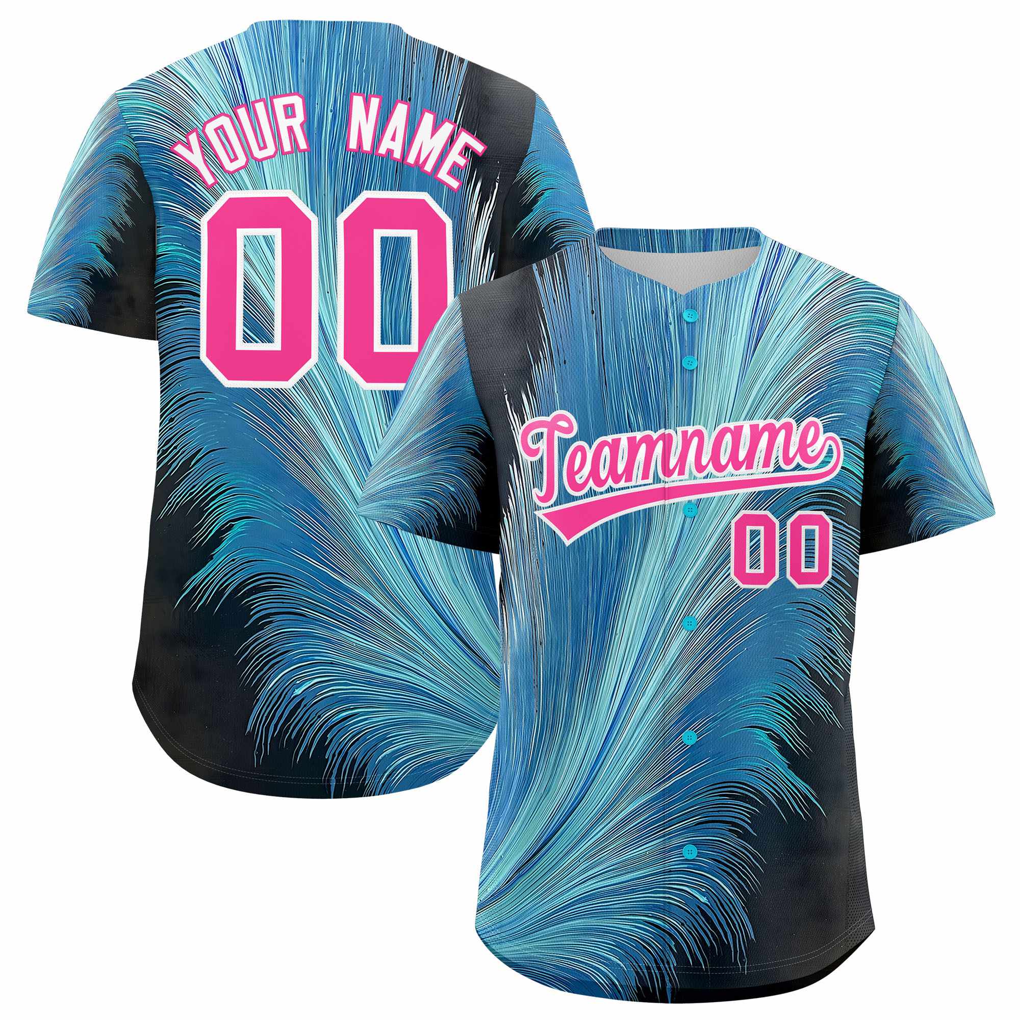 Custom Pink White Fluid Feather Graffiti Pattern Authentic Baseball Jersey