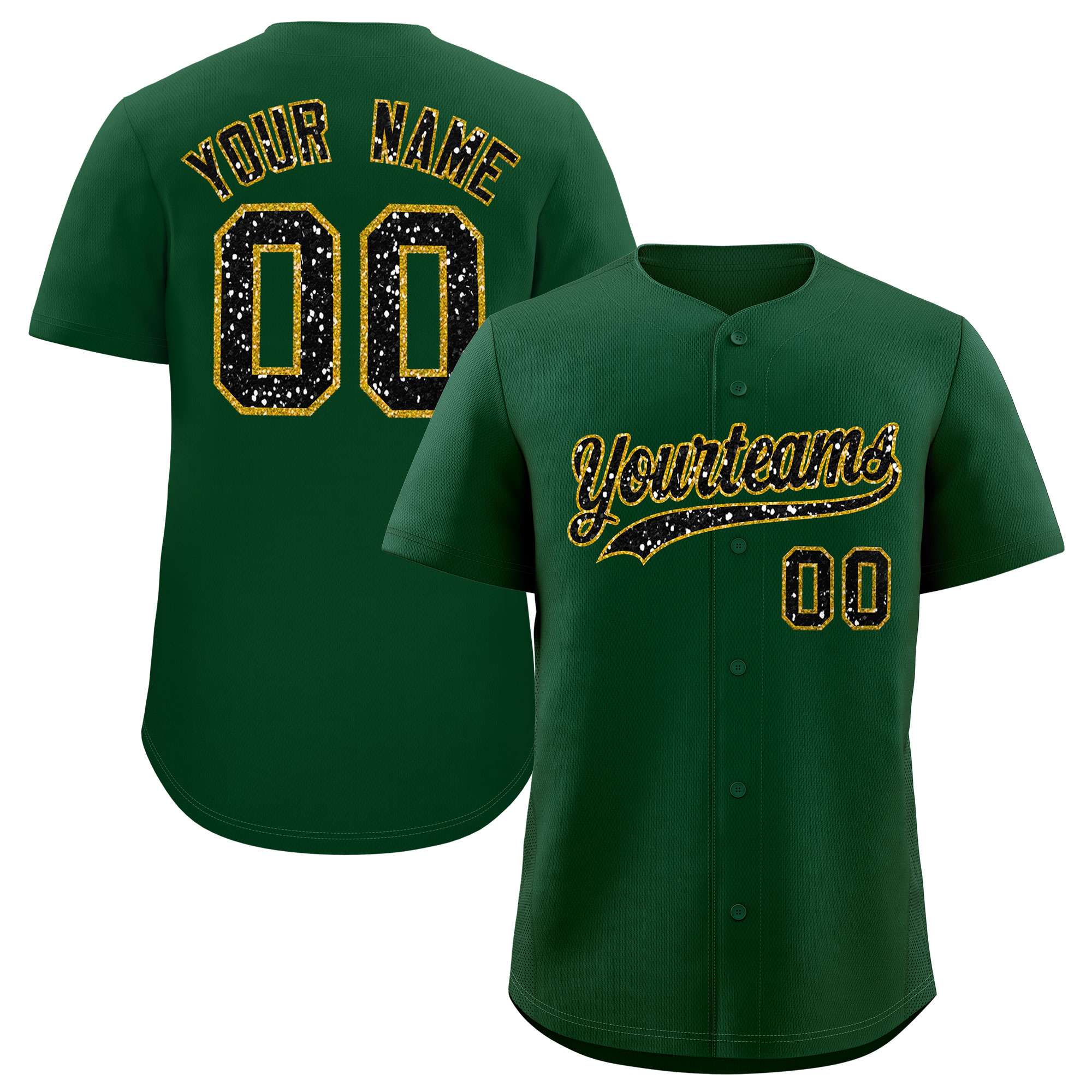 Custom Green Fine Sparkle Personalized Baseball Sports Uniform