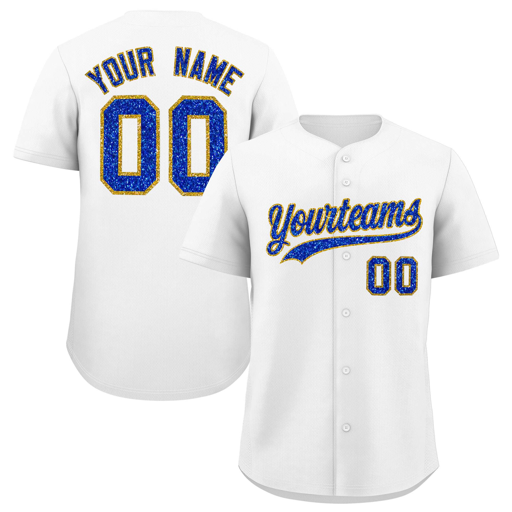 Custom White Fine Sparkle Personalized Baseball Sports Uniform