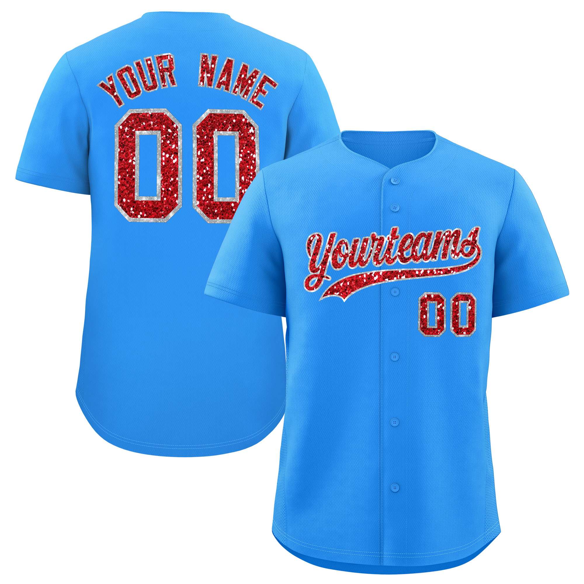 Custom Powder Blue Fine Sparkle Personalized Baseball Sports Uniform