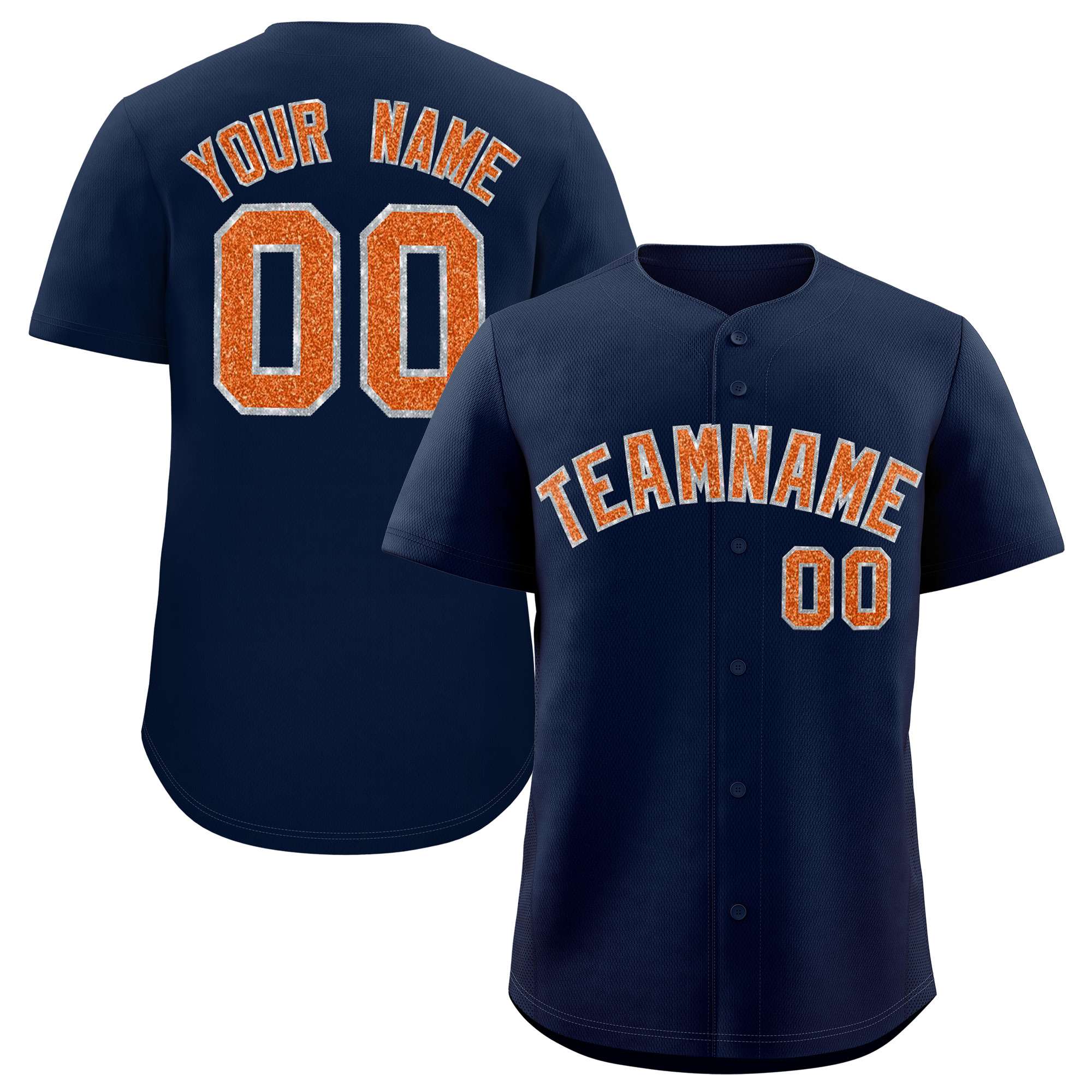 Custom Navy Fine Sparkle Personalized Baseball Sports Uniform