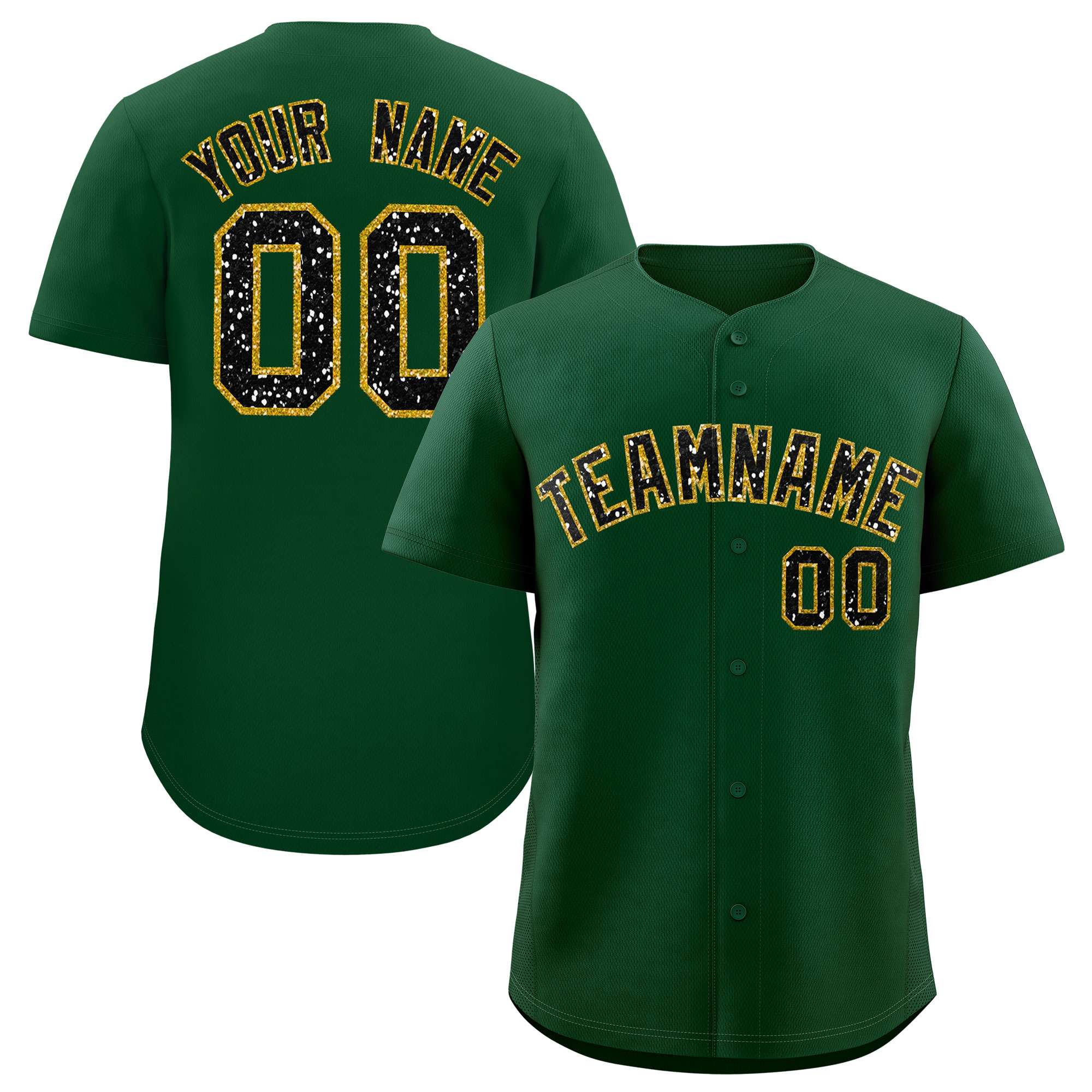 Custom Green Fine Sparkle Personalized Baseball Sports Uniform