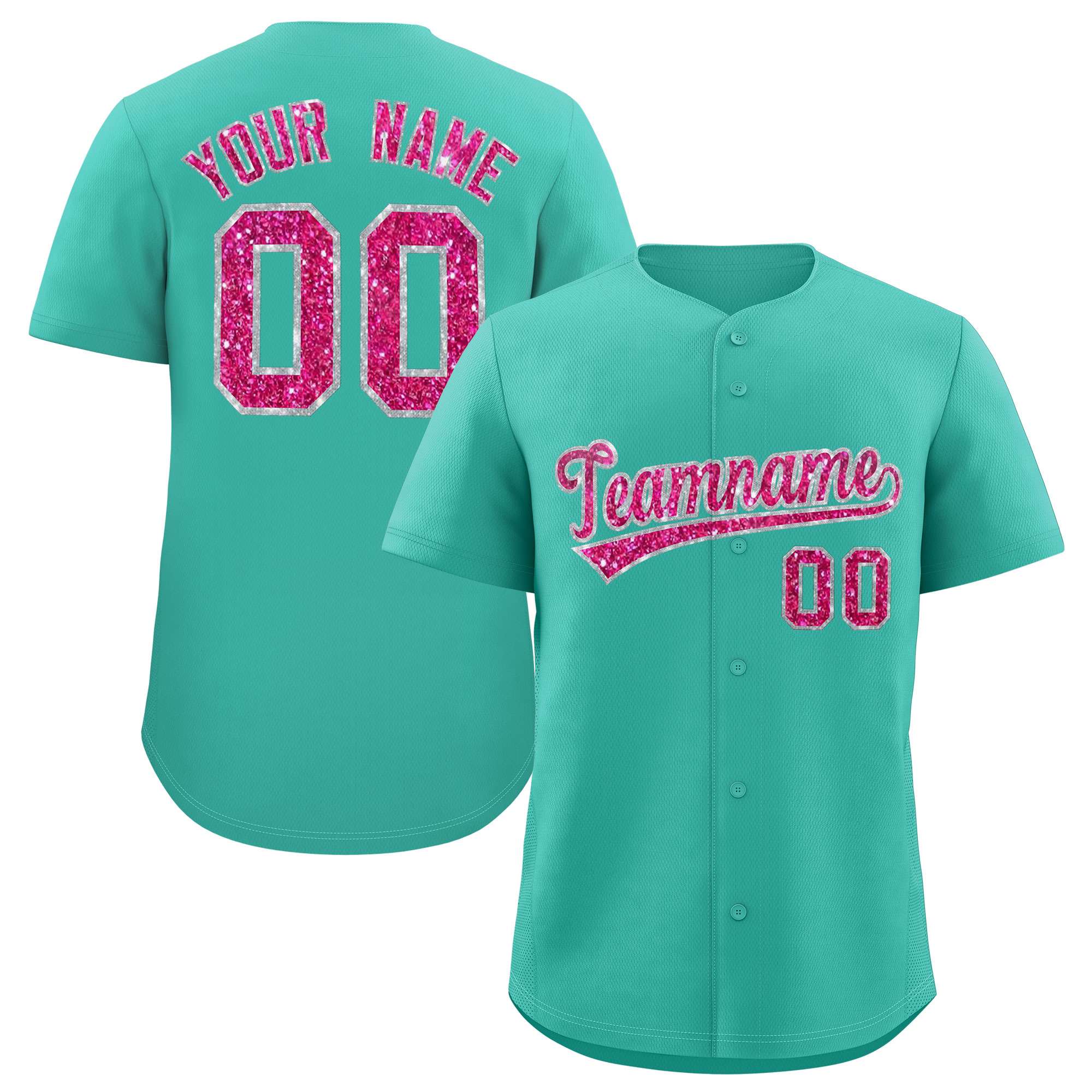 Custom Aqua Fine Sparkle Personalized Baseball Sports Uniform