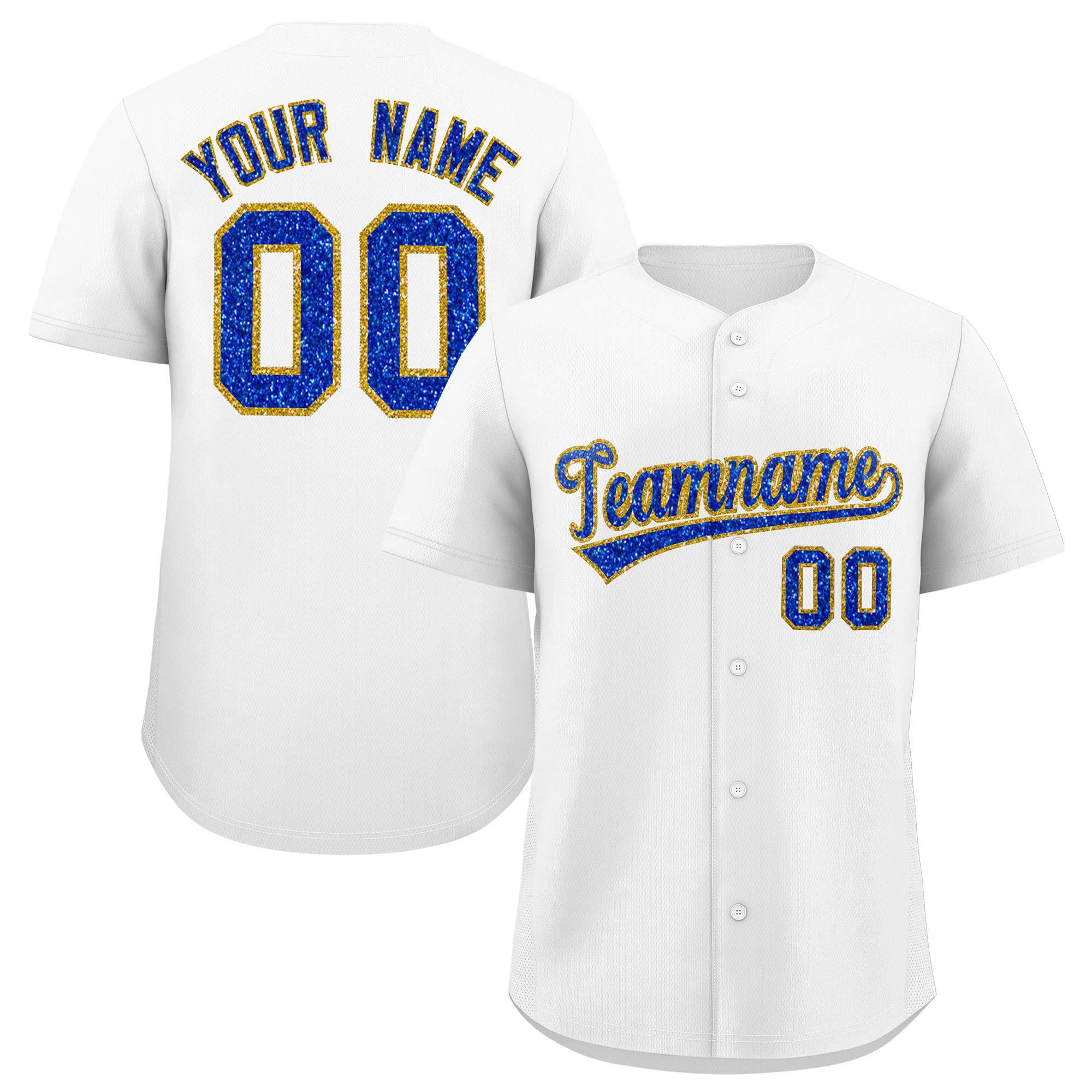 Custom White Fine Sparkle Personalized Baseball Sports Uniform