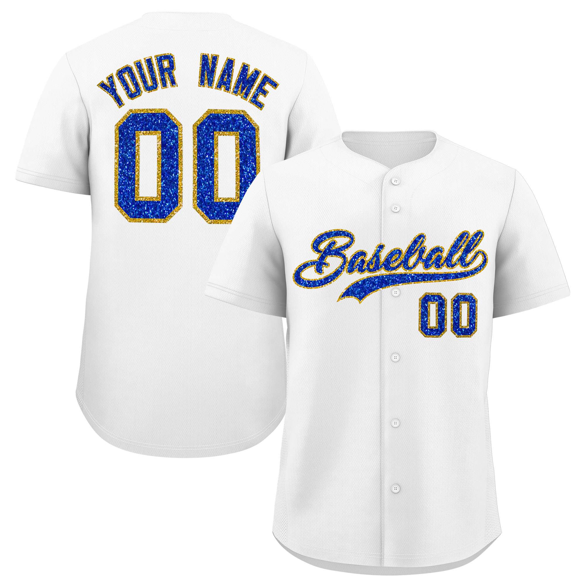 Custom White Fine Sparkle Personalized Baseball Sports Uniform