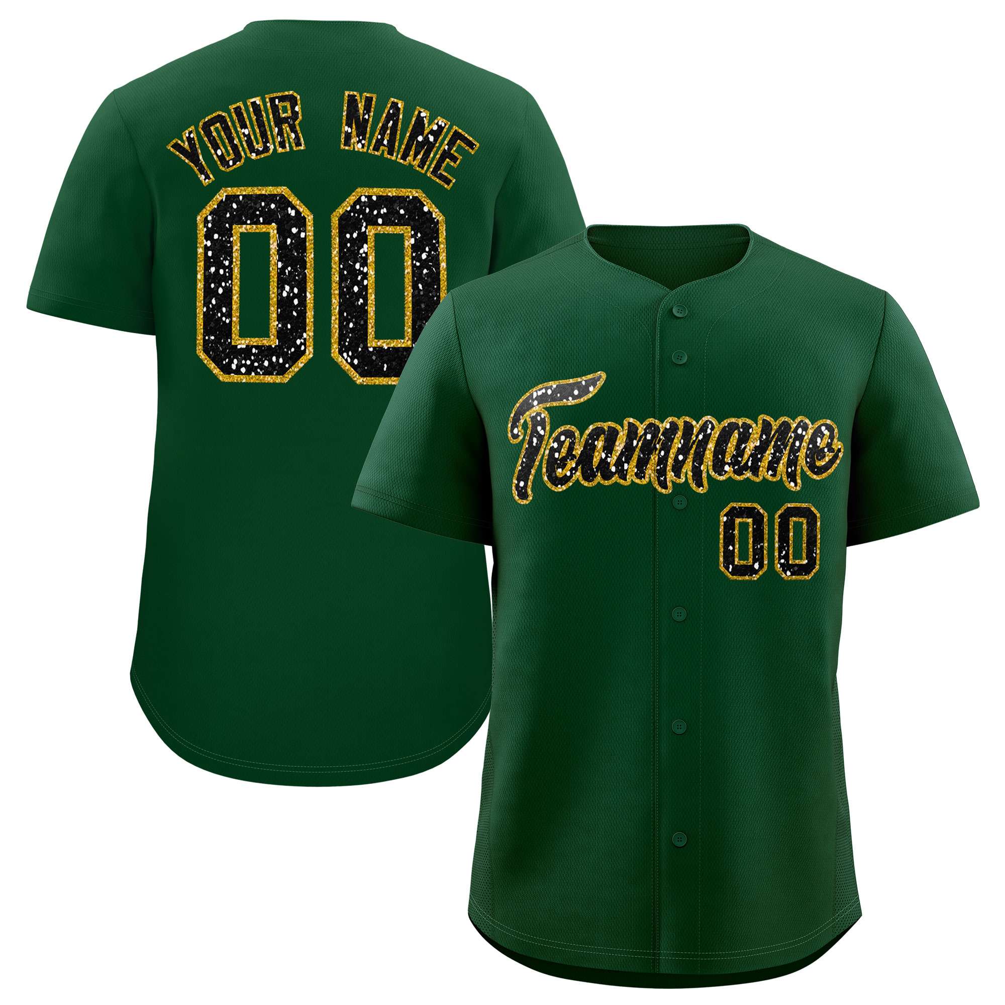 Custom Green Fine Sparkle Personalized Baseball Sports Uniform