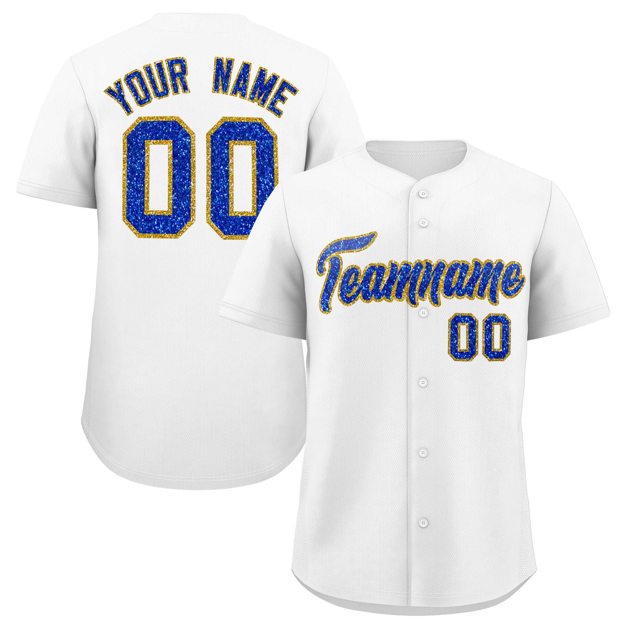 Custom White Fine Sparkle Personalized Baseball Sports Uniform