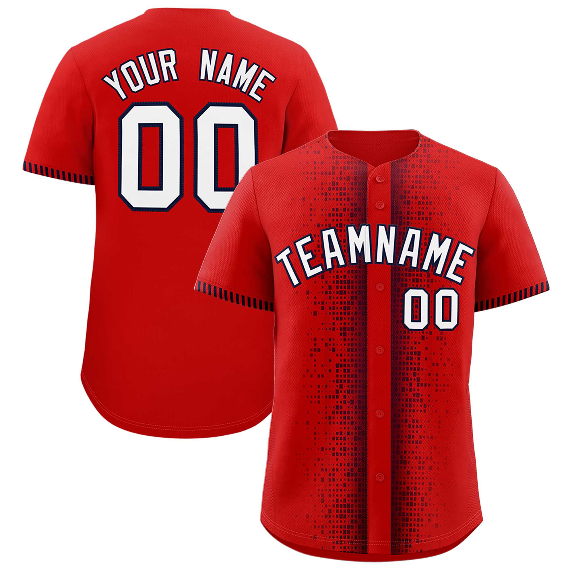 Custom Red Navy Personalized Phonetic Rhythm Authentic Baseball Jersey