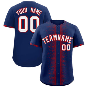 Custom Navy Red Personalized Phonetic Rhythm Authentic Baseball Jersey