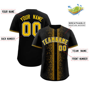 Custom Black Gold Personalized Phonetic Rhythm Authentic Baseball Jersey