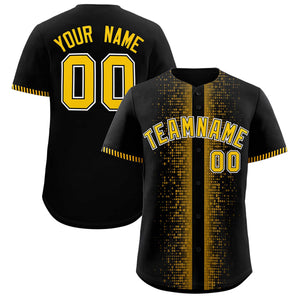 Custom Black Gold Personalized Phonetic Rhythm Authentic Baseball Jersey