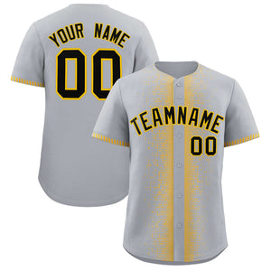 Custom Gray Gold Personalized Phonetic Rhythm Authentic Baseball Jersey