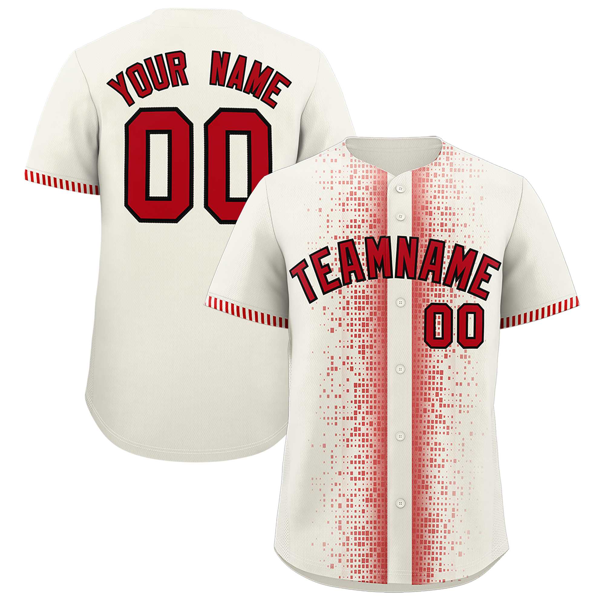 Custom Cream Red Personalized Phonetic Rhythm Authentic Baseball Jersey