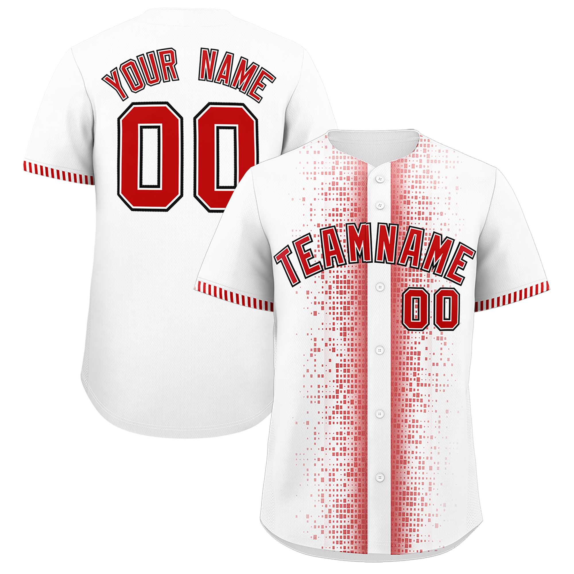 Custom White Red Personalized Phonetic Rhythm Authentic Baseball Jersey