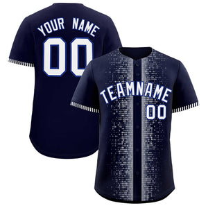 Custom Navy White Personalized Phonetic Rhythm Authentic Baseball Jersey