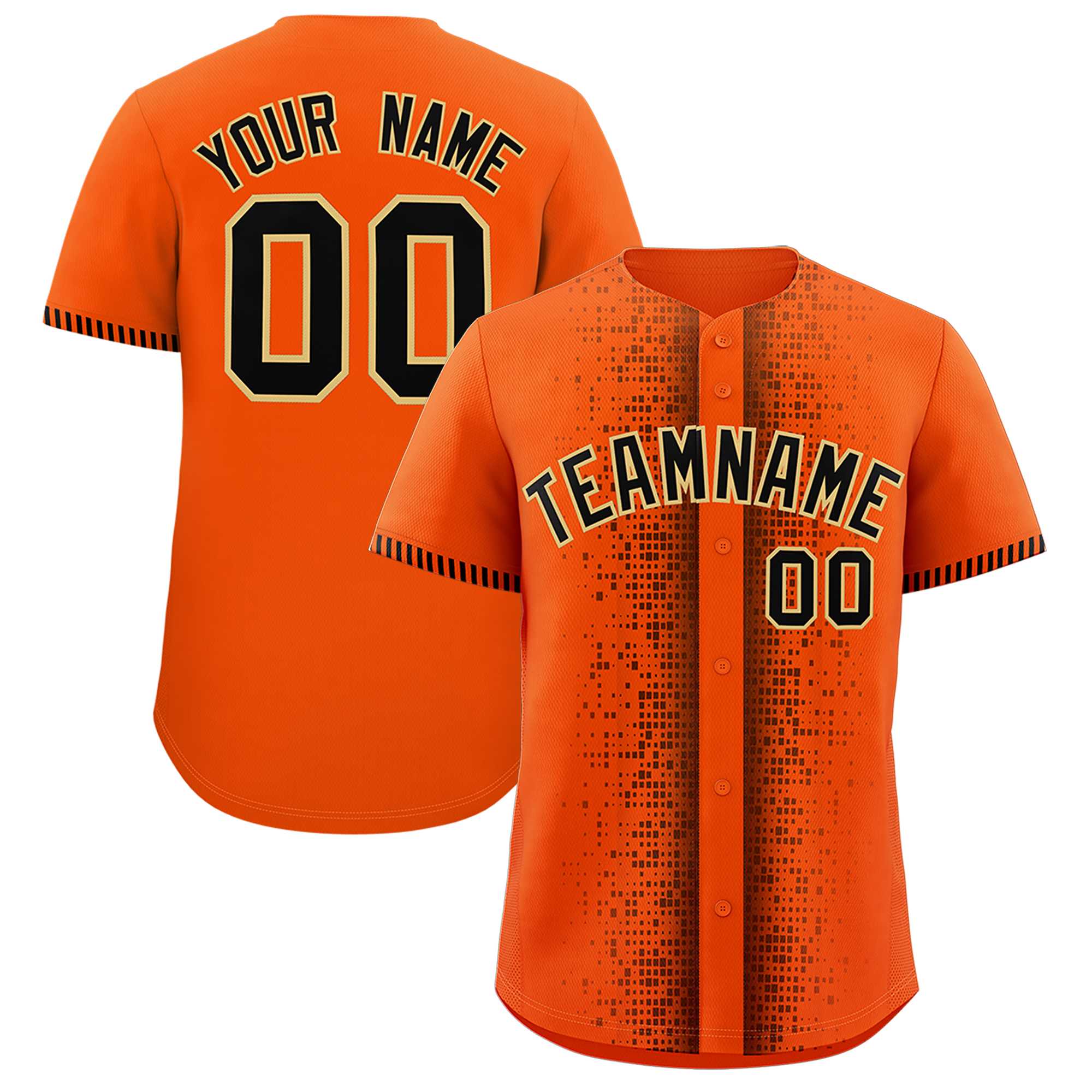 Custom Orange Black Personalized Phonetic Rhythm Authentic Baseball Jersey