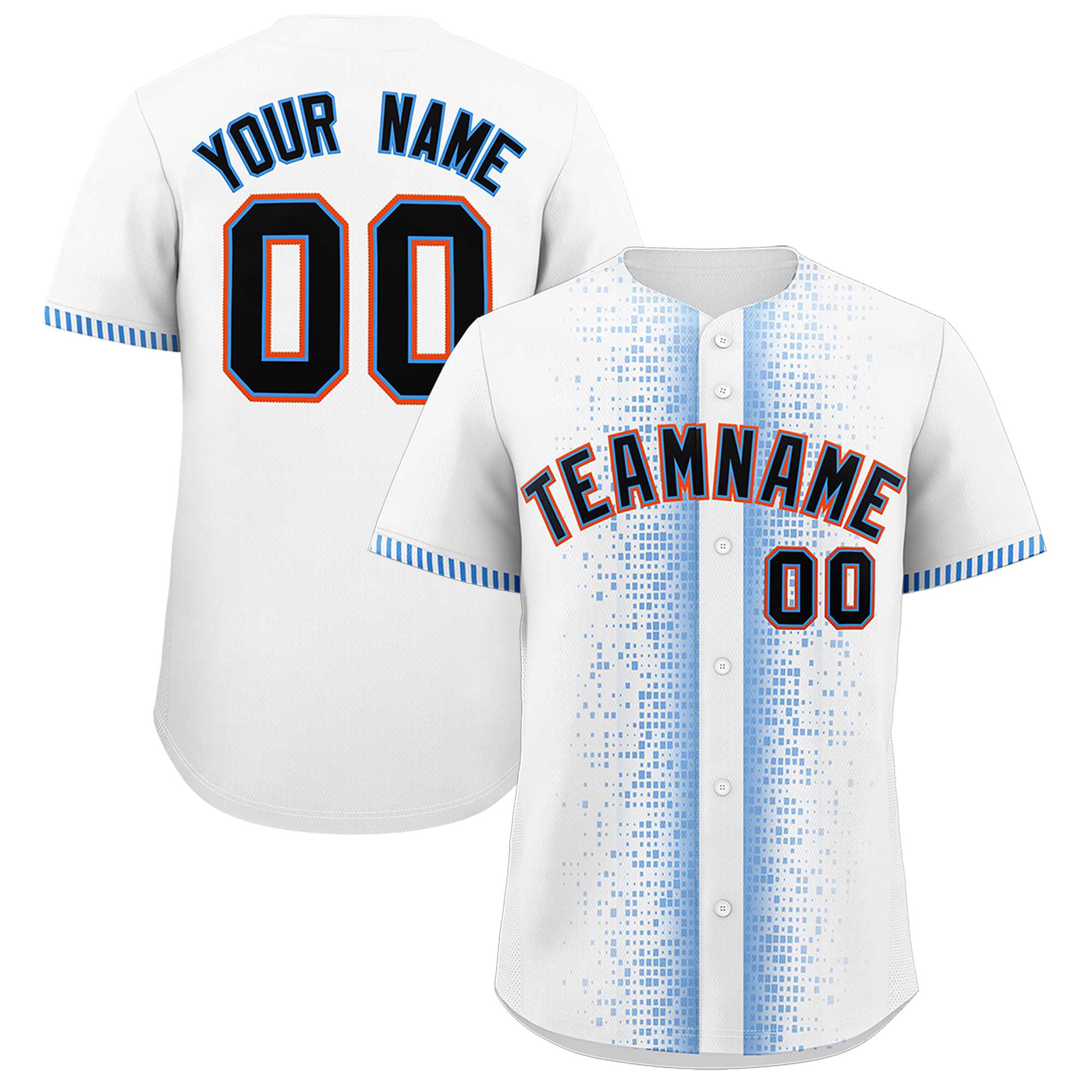 Custom White Powder Blue Personalized Phonetic Rhythm Authentic Baseball Jersey