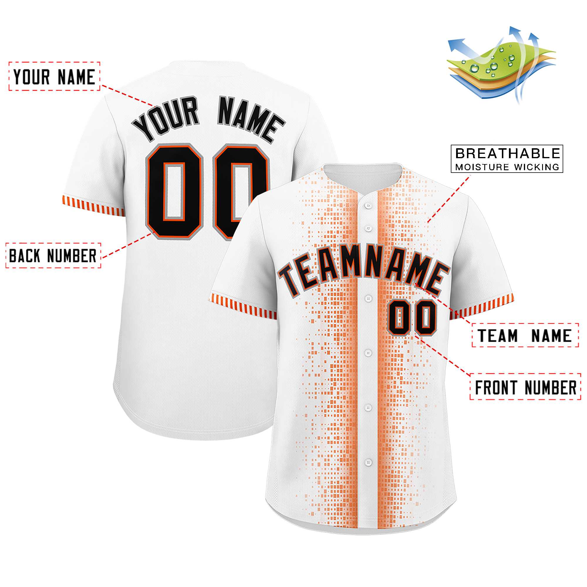 Custom White Orange Personalized Phonetic Rhythm Authentic Baseball Jersey