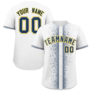 Custom White Midnight Blue Personalized Phonetic Rhythm Authentic Baseball Jersey