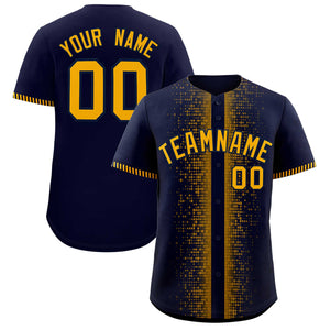 Custom Navy Yellow Personalized Phonetic Rhythm Authentic Baseball Jersey