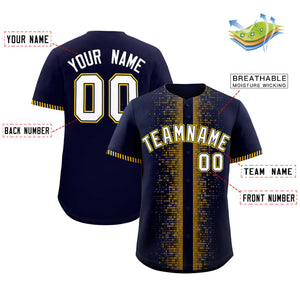 Custom Navy Yellow Personalized Phonetic Rhythm Authentic Baseball Jersey