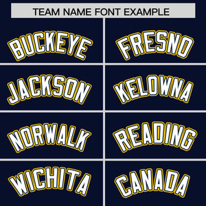 Custom Navy Yellow Personalized Phonetic Rhythm Authentic Baseball Jersey