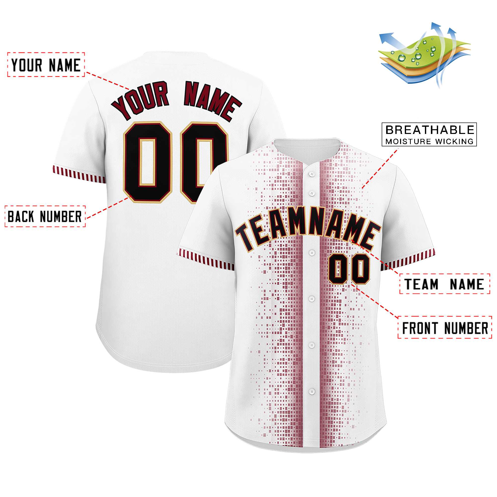 Custom White Crimson Personalized Phonetic Rhythm Authentic Baseball Jersey