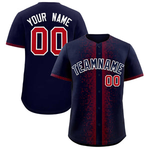 Custom Navy Red Personalized Phonetic Rhythm Authentic Baseball Jersey