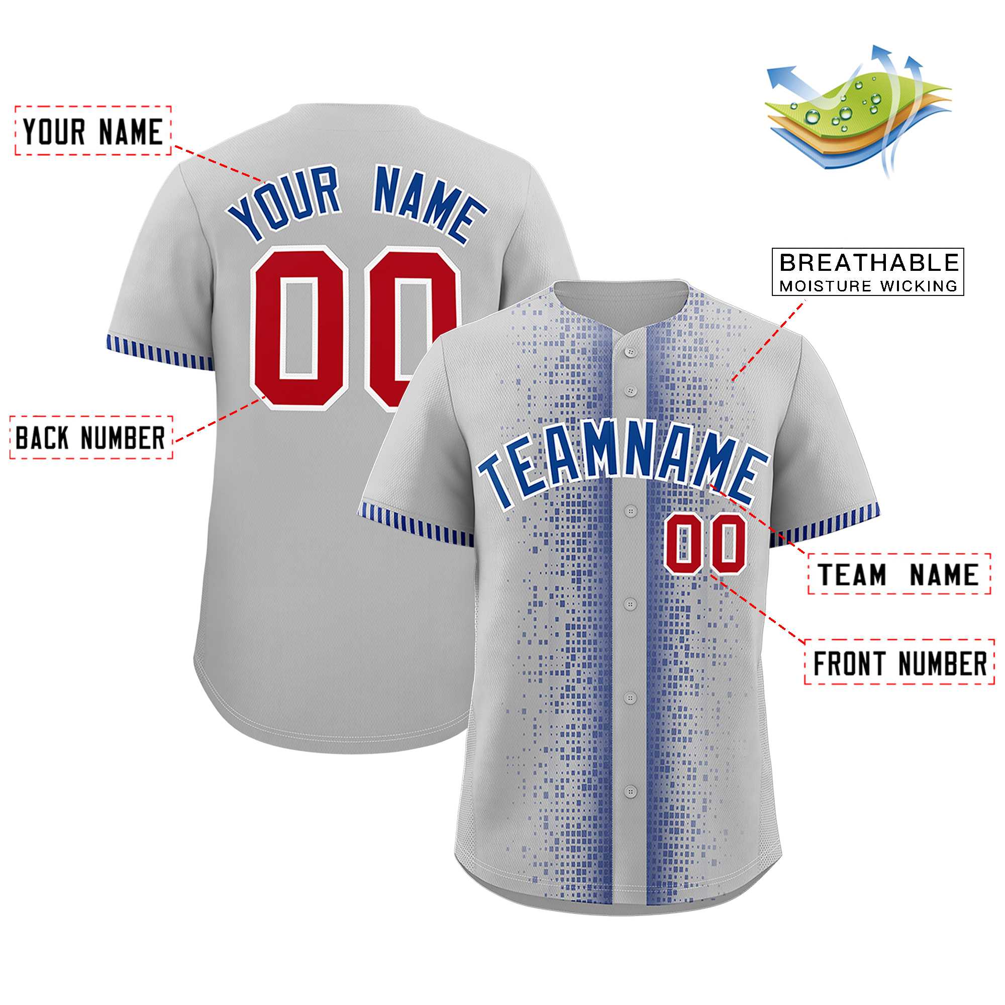 Custom Gray Royal Personalized Phonetic Rhythm Authentic Baseball Jersey