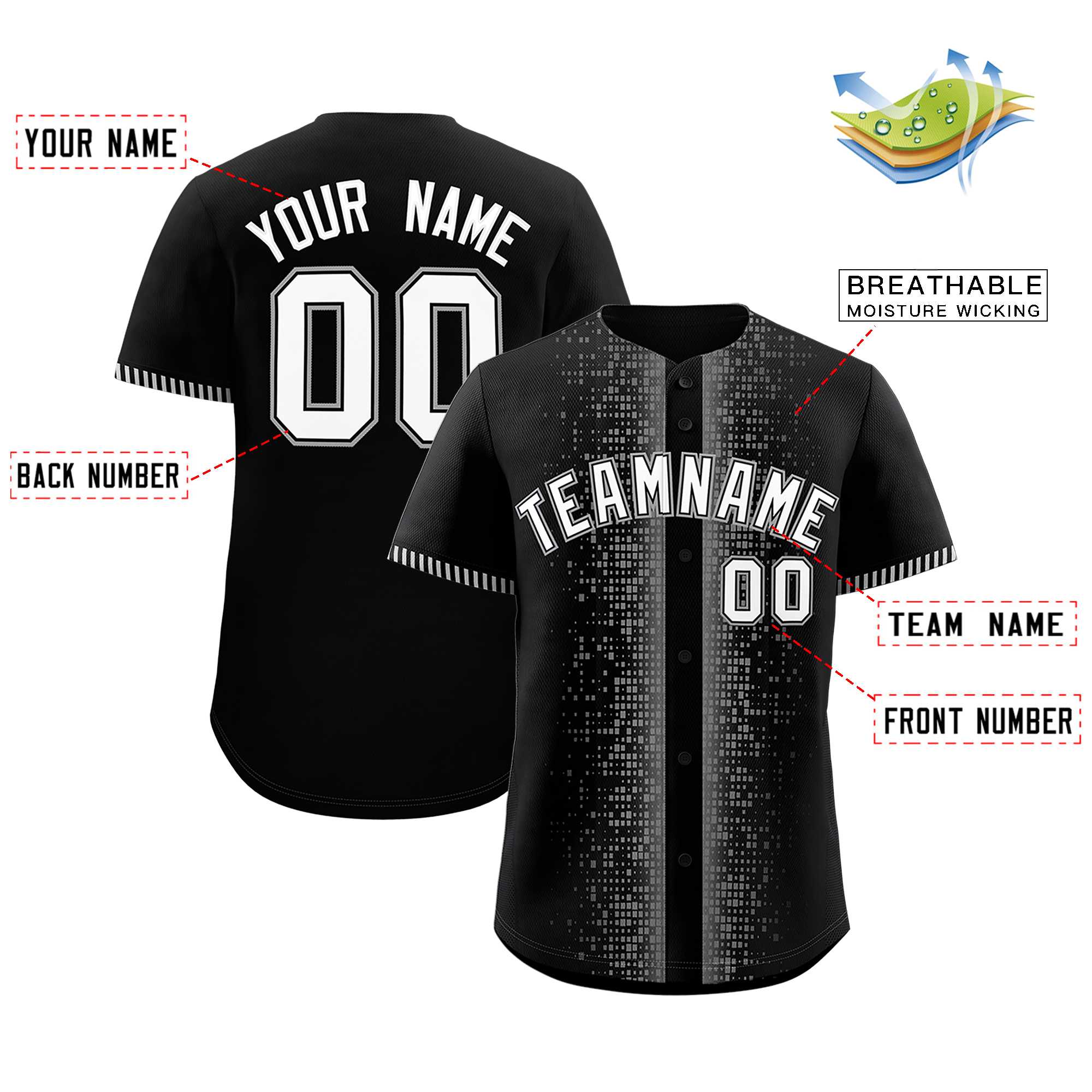 Custom Black Gray Personalized Phonetic Rhythm Authentic Baseball Jersey