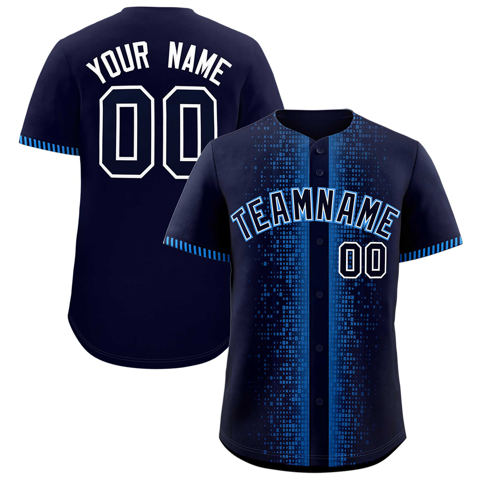 Custom Navy Powder Blue Personalized Phonetic Rhythm Authentic Baseball Jersey