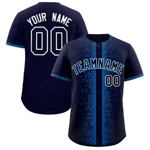 Custom Navy Powder Blue Personalized Phonetic Rhythm Authentic Baseball Jersey