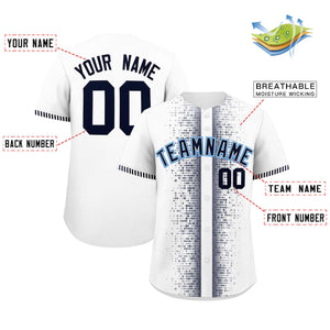 Custom White Navy Personalized Phonetic Rhythm Authentic Baseball Jersey